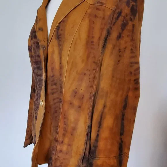Escada Suede leather Jacket Blazer brown black Med 8 10 12 cowgirl equestrian XL